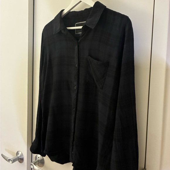 ✨ Rails Hunter Plaid Button-Up Shirt Onyx Jet Shirt Charcoal Gray Black - Picture 9 of 12